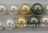 CSB1130 15.5 inches 14mm round mixed color shell pearl beads