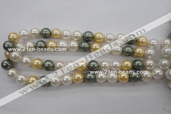 CSB1130 15.5 inches 14mm round mixed color shell pearl beads