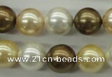 CSB1131 15.5 inches 14mm round mixed color shell pearl beads