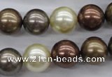 CSB1133 15.5 inches 14mm round mixed color shell pearl beads