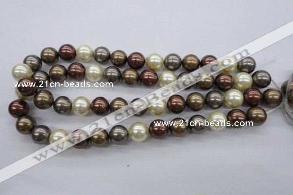 CSB1133 15.5 inches 14mm round mixed color shell pearl beads