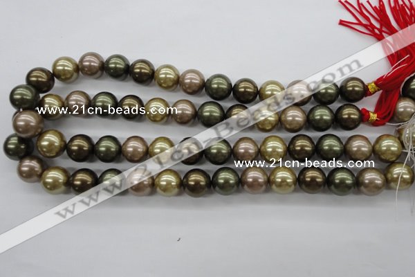 CSB1134 15.5 inches 14mm round mixed color shell pearl beads