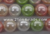 CSB1136 15.5 inches 14mm round mixed color shell pearl beads