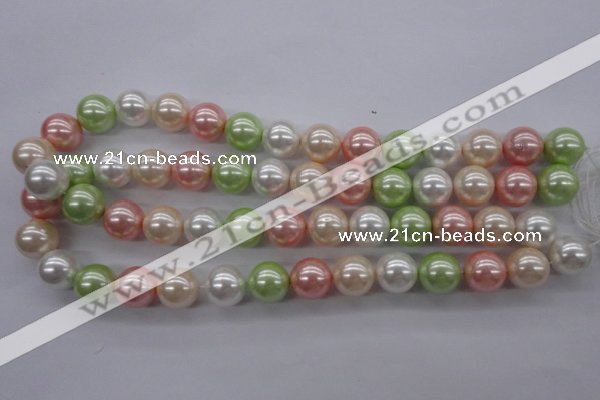 CSB1136 15.5 inches 14mm round mixed color shell pearl beads