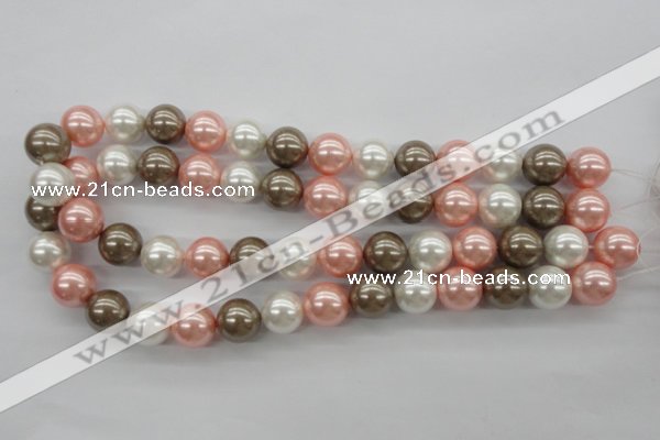 CSB1137 15.5 inches 14mm round mixed color shell pearl beads
