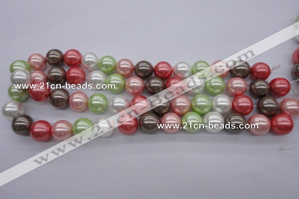 CSB1138 15.5 inches 14mm round mixed color shell pearl beads