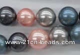 CSB1139 15.5 inches 14mm round mixed color shell pearl beads