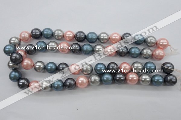 CSB1139 15.5 inches 14mm round mixed color shell pearl beads