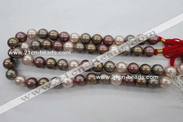 CSB1141 15.5 inches 14mm round mixed color shell pearl beads