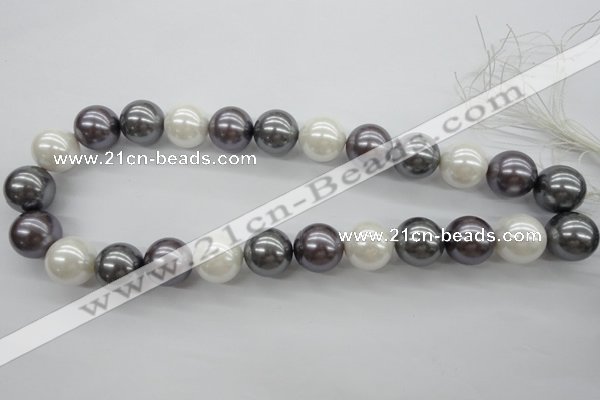 CSB1150 15.5 inches 16mm round mixed color shell pearl beads