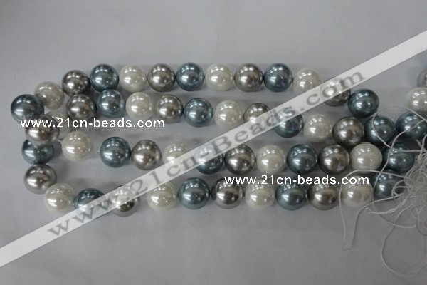 CSB1151 15.5 inches 16mm round mixed color shell pearl beads