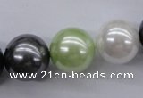 CSB1152 15.5 inches 16mm round mixed color shell pearl beads