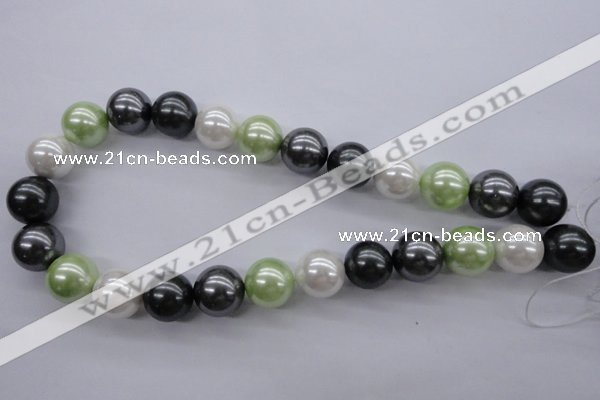 CSB1152 15.5 inches 16mm round mixed color shell pearl beads