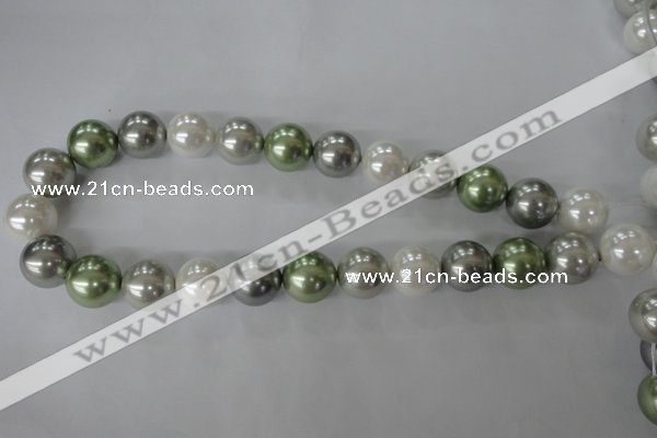 CSB1153 15.5 inches 16mm round mixed color shell pearl beads