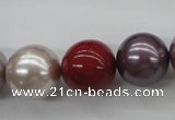 CSB1154 15.5 inches 16mm round mixed color shell pearl beads