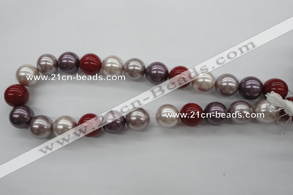 CSB1154 15.5 inches 16mm round mixed color shell pearl beads