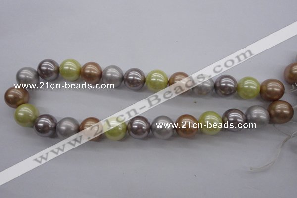 CSB1155 15.5 inches 16mm round mixed color shell pearl beads