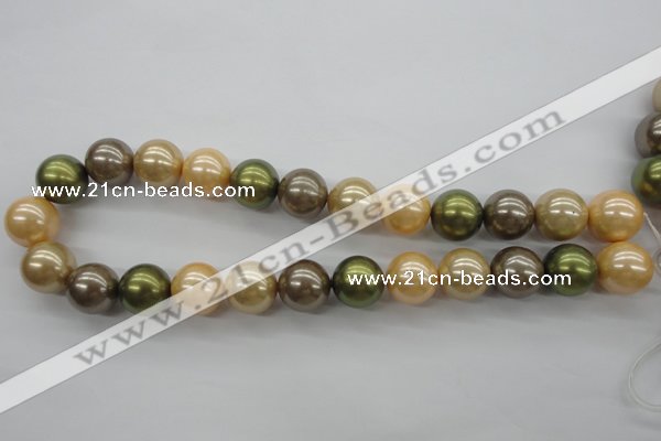 CSB1156 15.5 inches 16mm round mixed color shell pearl beads