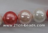 CSB1157 15.5 inches 16mm round mixed color shell pearl beads