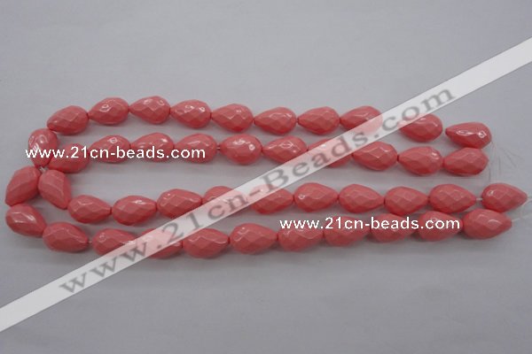 CSB1166 15.5 inches 12*18mm faceted teardrop shell pearl beads