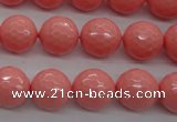 CSB1179 15.5 inches 12mm faceted round shell pearl beads