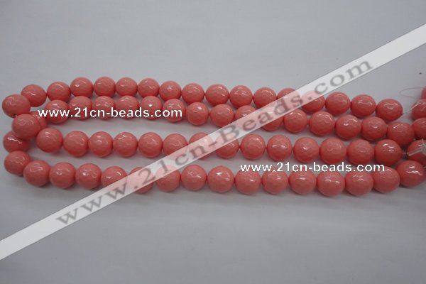 CSB1179 15.5 inches 12mm faceted round shell pearl beads