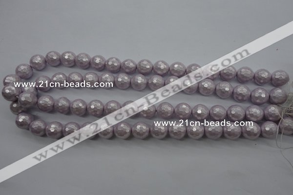 CSB1181 15.5 inches 8mm faceted round shell pearl beads