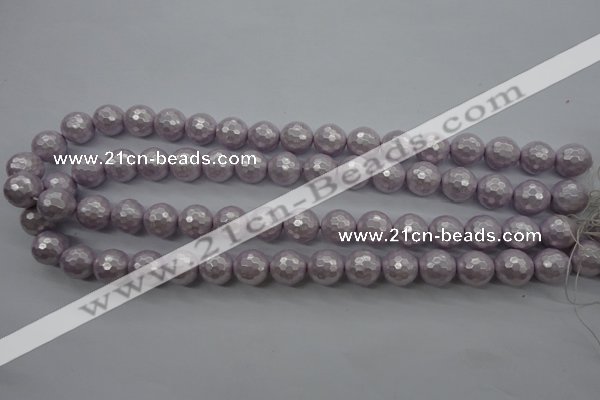 CSB1182 15.5 inches 10mm faceted round shell pearl beads