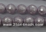 CSB1183 15.5 inches 12mm faceted round shell pearl beads