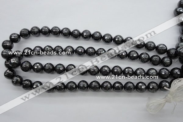 CSB1185 15.5 inches 10mm faceted round shell pearl beads