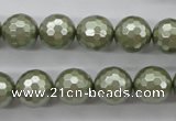 CSB1188 15.5 inches 12mm faceted round shell pearl beads