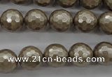 CSB1192 15.5 inches 12mm faceted round shell pearl beads
