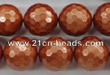 CSB1199 15.5 inches 18mm faceted round shell pearl beads