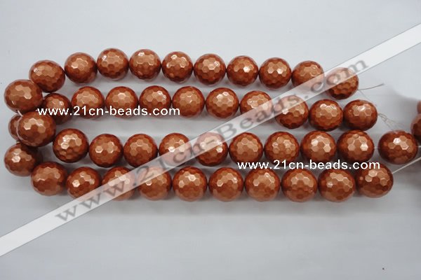 CSB1199 15.5 inches 18mm faceted round shell pearl beads