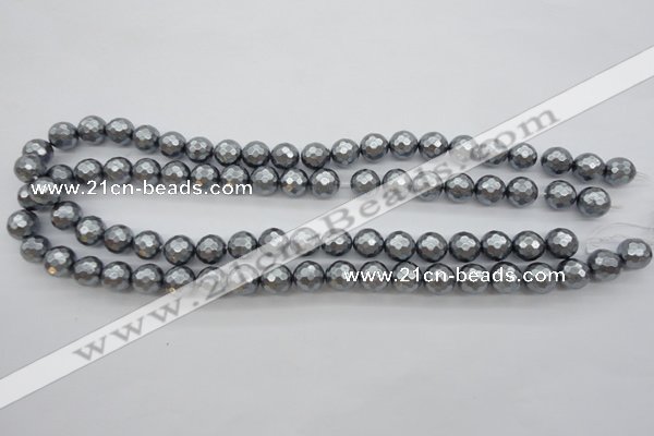 CSB1201 15.5 inches 10mm faceted round shell pearl beads