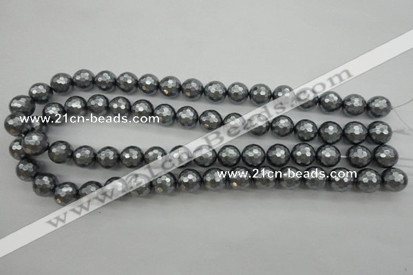 CSB1202 15.5 inches 12mm faceted round shell pearl beads