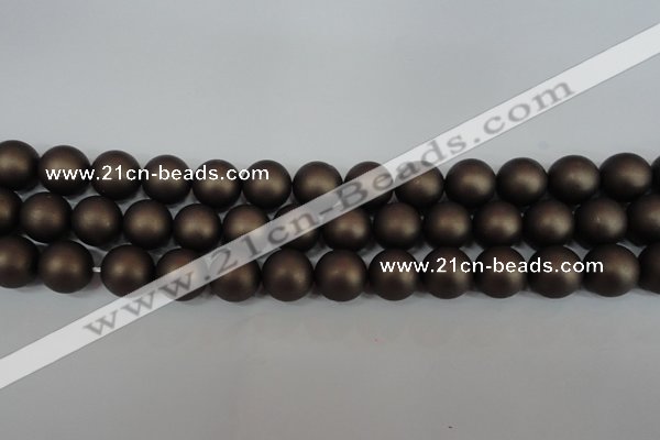 CSB1333 15.5 inches 10mm matte round shell pearl beads wholesale