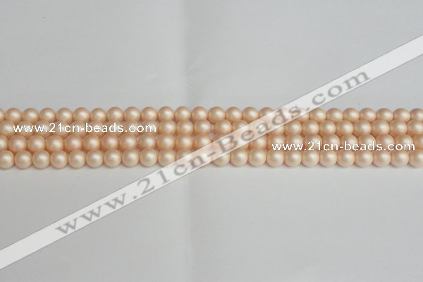 CSB1360 15.5 inches 4mm matte round shell pearl beads wholesale