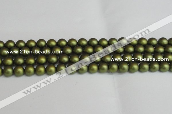 CSB1399 15.5 inches 12mm matte round shell pearl beads wholesale