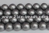 CSB1440 15.5 inches 4mm matte round shell pearl beads wholesale