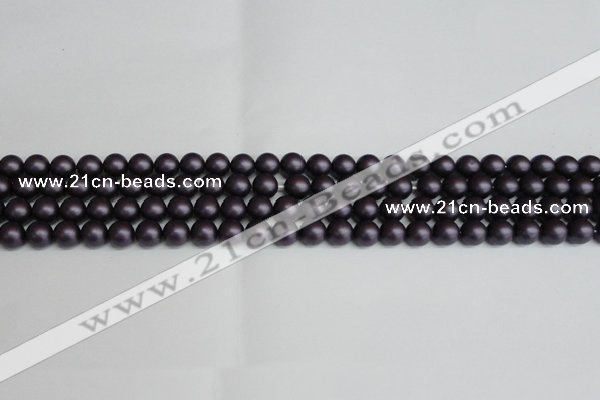 CSB1445 15.5 inches 4mm matte round shell pearl beads wholesale