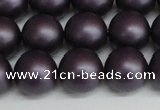 CSB1449 15.5 inches 12mm matte round shell pearl beads wholesale