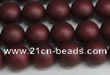 CSB1453 15.5 inches 10mm matte round shell pearl beads wholesale