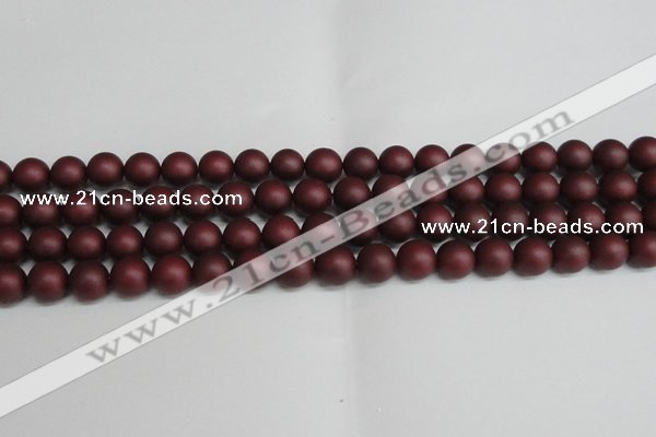 CSB1453 15.5 inches 10mm matte round shell pearl beads wholesale