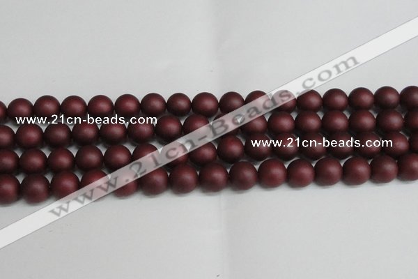 CSB1454 15.5 inches 12mm matte round shell pearl beads wholesale