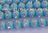 CSB1510 15.5 inches 6mm round shell pearl with rhinestone beads