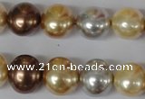 CSB155 15.5 inches 12*15mm – 13*16mm oval mixed color shell pearl beads