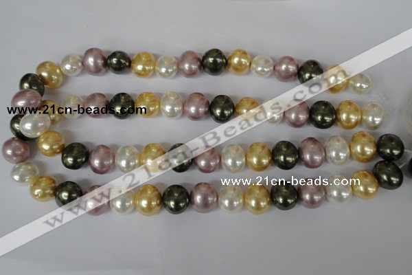 CSB156 15.5 inches 12*15mm – 13*16mm oval mixed color shell pearl beads