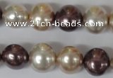 CSB157 15.5 inches 12*15mm – 13*16mm oval mixed color shell pearl beads