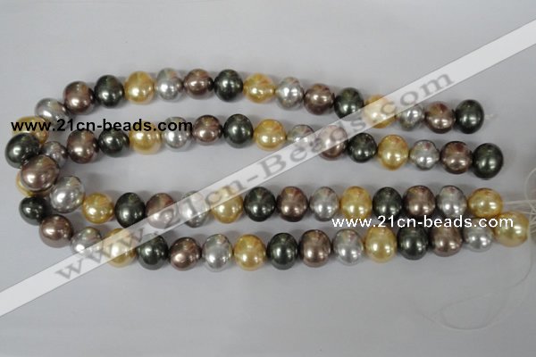 CSB158 15.5 inches 12*15mm – 13*16mm oval mixed color shell pearl beads